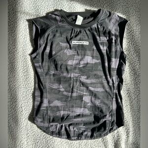 Alphalete Black and Purple Camo Muscle Tee